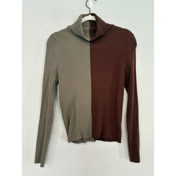 Crescent Sweater color block turtleneck sz Med - Picture 1 of 4